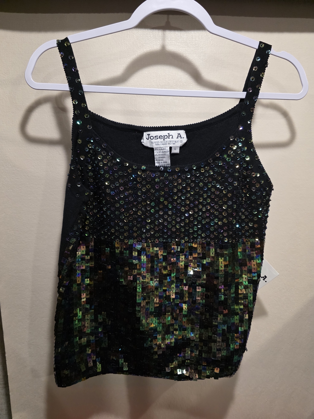 Joseph A. Black Iridescent Sequin Tank Top